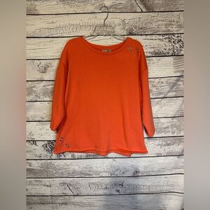 Chico’s Orange Grommet Accent 3/4 Sleeve Pullover Top | Size 3 (XL)